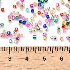 ガラスシードビーズ  銀並ぶ  シリンダー  カラフル  2x1.5mm  穴：1.4mm  約5599個/50g&nbsp;X-SEED-S042-04B-18