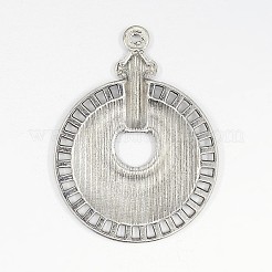 合金ペンダント  鉛フリー及びカドミウムフリー  フラットラウンド  アンティークシルバー  40x30x2mm  穴：1.5mm&nbsp;EAAA074Y