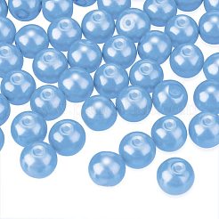 パール調ガラスパールラウンドビーズ  染め  ライトスカイブルー  6mm  穴：1.2~1.5mm  約400個/箱&nbsp;HY-PH0001-6mm-006