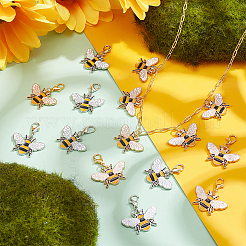32Pcs 2 Colors Bees Alloy Enamel Pendant Decorations&nbsp;HJEW-PH02214