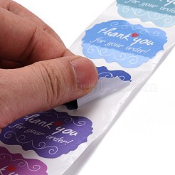 レース型紙ありがとうステッカー  ご注文ありがとうございます  粘着紙ギフトタグラベルyoustickers  カラフル  6.1x5.35cm  500PCS /ロール&nbsp;DIY-C042-01