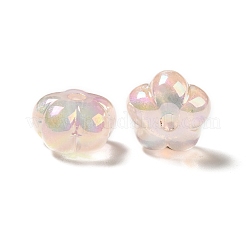 UVメッキレインボー虹色アクリルビーズ  花  桃パフ  13.7x14x8.5mm  穴：2.6mm&nbsp;PACR-M002-05F