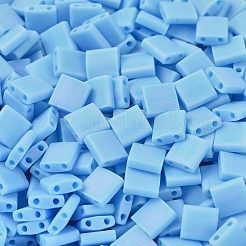 MIYUKIティラビーズ  日本製シードビーズ  2穴  （tl413fr）マットな不透明なターコイズブルーのab  5x5x1.9mm  穴：0.8mm  約590個/50g&nbsp;SEED-X0054-TL0413FR