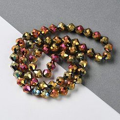 電気メッキガラスビーズセット  艶消し  双円錐形  虹メッキ  10x9.5mm  穴：1.2mm  約60個/連  22.76''（57.8センチメートル）&nbsp;EGLA-I019-FP01