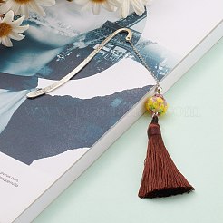 Metal Bookmark Gift with Polyester Tassel Big Pendant Decorations&nbsp;AJEW-JK00167-04