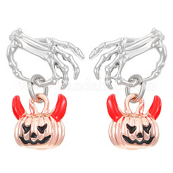 合金エナメルスタンドピアス  カボチャ  ハロウィン用  プラチナ  21x14mm&nbsp;PW-WG0AEA6-01