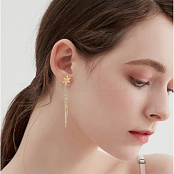 Brass Cubic Zirconia Stud Earring Findings&nbsp;ZIRC-BBC0002-84B