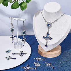 20Pcs 4 Styles DIY Blue Rosary Alloy Enamel Pendant and Link Findings Kits&nbsp;FIND-SC0021-26