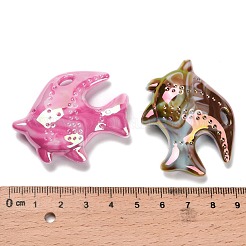 不透明なアクリルビーズ  紫外線反応性ビーズ  虹色の  魚  38x47x13mm  穴：2.5x6.5mm&nbsp;OACR-D315-03A