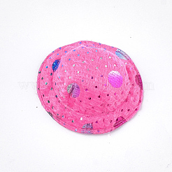 ベルベットの帽子の装飾  DIYクラフト装飾  印刷された水玉模様  濃いピンク  48~50x17~18mm  約100個/袋&nbsp;AJEW-T004-01A