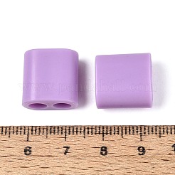 ABSプラスチックビーズ  正方形  2穴  5~6mmコードに適合  プラム  15x15x8.5mm  穴：4.8mm&nbsp;OACR-N156-07F