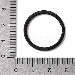 304ステンレススチール製スプリットキーリング  キーホルダー留め金のパーツ  イオンプレーティング（ip）  ブラック  25x2mm  内径：21mm&nbsp;STAS-G122-13EB