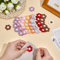 54個 9色ポリエステル刺繍糸アイロン接着/縫い付けパッチ  布のアップリケ  花  ミックスカラー  28x32x2mm  6個/カラー&nbsp;PATC-MA0001-40