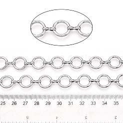 鉄製丸リングリンクチェーン  溶接されていない  スプールで  プラチナ  12.5x2mm  約32.81フィート（10m）/ロール&nbsp;CH-N004-05P