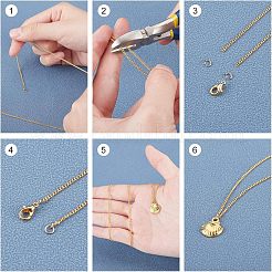 DIYのジュエリー作り  亜鉛合金カニカンを含む  真鍮ダイヤモンドカットのカーブチェーンとオープン丸カン  ゴールドカラー  2x1.4x0.3mm  25 m /ロール  1roll /セット&nbsp;DIY-NB0001-65