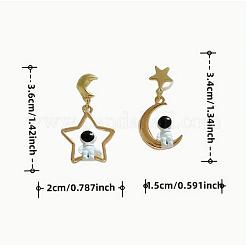 Moon & Star with Spaceman Alloy Resin Dangle Stud Earrings&nbsp;FS-WG8DF57-01