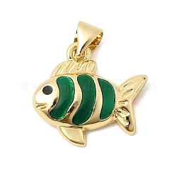 真鍮製エナメルペンダント  魚のチャーム  18KGP本金メッキ  長持ちメッキ  ラックめっき  鉛フリー＆カドミウムフリー  ミックスカラー  16x17x3.5mm  穴：5x3.5mm&nbsp;KK-H267-116B