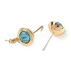 Synthetic Turquoise Stud Earring Findings&nbsp;KK-P283-04G