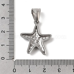 304ステンレスペンダント  ステンレス鋼色  ヒトデ  25x22x4mm  穴：9x5mm&nbsp;STAS-B167-12F-P