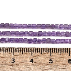天然石アメジストビーズ連売り  多面カット  テーブルカットキューブビーズ  2x2x2mm  穴：0.5mm  約156個/連  15.35インチ（39cm）&nbsp;G-P457-B01-56