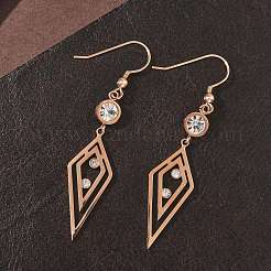 304 Stainless Steel Rhombus Dangle Earrings&nbsp;EJEW-Z129-10RG