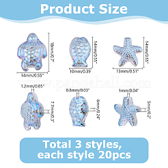 亀とヒトデのビーズを使ったDIYキット  ガラスビーズやランプワークビーズを含む  ライトスチールブルー  10x14x6mm  穴：0.8mm&nbsp;DIY-NB0013-92