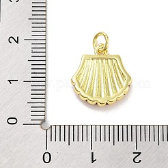 本物の18K金メッキラックメッキ真鍮エナメルチャーム  丸カン付き  長持ちメッキ  鉛フリー＆カドミウムフリー  シェルシェイプチャーム  ライムグリーン  14x14x3.5mm  穴：3mm&nbsp;KK-M293-31G-04