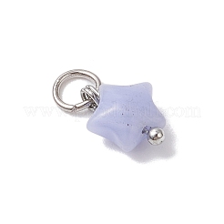 10Pcs 5 Styles Natural White Jade & Rose Quartz & Lepidolite & Green Aventurine & Synthetic Blue Lace Agate Star Charms&nbsp;PALLOY-JF04533