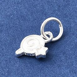 スターリングシルバーのロリポップチャーム925個  丸カンとスタンプ925個付き  銀  9.5x7x1.5mm  穴：4mm&nbsp;STER-A048-22S