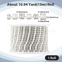 プラスチックパール＆ラインストーンカップチェーン  鉄ベース  リンクチェーン  銀  3x3mm&nbsp;CH-WH0013-01B-S
