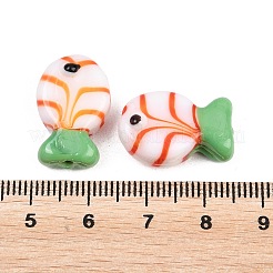 手作りランプワークビーズ  魚  グリーン  13x20x9mm  穴：1mm&nbsp;LAMP-CJC0026-001A