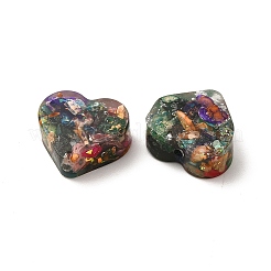 天然ジャスパー染めビーズ  透明樹脂と  ハート  14.5~15x16x7mm  穴：1.2mm&nbsp;G-D060-02