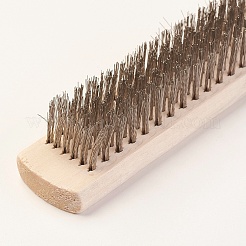 20x2.6x2.2列ステンレス鋼ワイヤーブラシ  木製のハンドル  淡い茶色  [1]cm&nbsp;TOOL-WH0095-05