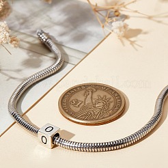 スターリングシルバービーズ  キューブ  ヨーロッパのビーズ  アルファベットのO  6x6x6mm  穴：4.5mm&nbsp;STER-WH20009-04O-P