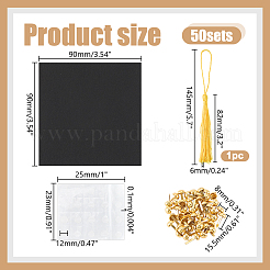 紙で作る博士帽DIYキット  タッセル付き  ブラック  90x90x0.1mm&nbsp;DIY-WH0591-242