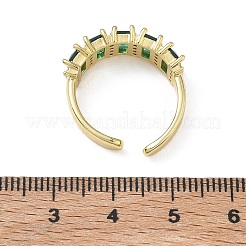 Brass Micro Pave Cubic Zirconia Cuff Open Rings for Women&nbsp;RJEW-L343-16G-03