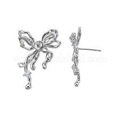 Brass Pave Clear Cubic Zirconia Stud Earring Findings&nbsp;KK-N232-438P-A