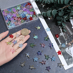 100Pcs Starfish Gradient Color Baking Paint Transparent Glass Pendants&nbsp;PALLOY-BM00031