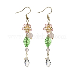 Amethyst/Green Aventurine/Lemon Jade/Synthetic Turquoise/Rose Quartz & Acrylic Dangle Earrings&nbsp;EJEW-JE06196