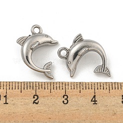 変色しない304ステンレススチールペンダント  イルカチャーム  ステンレス鋼色  20x15x7.5mm  穴：2mm&nbsp;STAS-I307-557P
