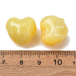 樹脂UV反応性ビーズ  色が変わるビーズ  溶ける心  きいろ  15.5x18x15.5mm  穴：2mm&nbsp;RE-CBA088C-04