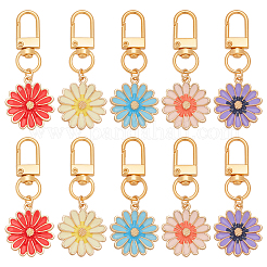 10Pcs 5 Styles Daisy Alloy Enamel Pendant Decoration&nbsp;HJEW-PH02102
