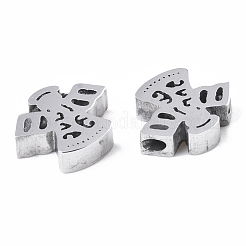 変色しにくい304ステンレススチールビーズ  天使  ステンレス鋼色  9.5x11.5x3mm  穴：2mm&nbsp;X-STAS-S079-189P