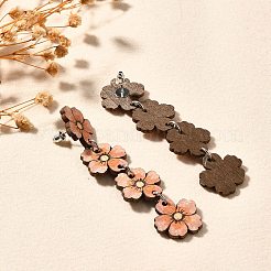 304 Stainless Steel Flower Dangle Stud Earrings&nbsp;EJEW-M074-05P