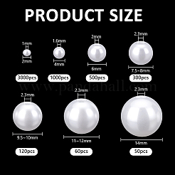 DIYビーズキット  ガラスシードビーズ入り  ABSプラスチックパール調ビーズ  ホワイト  2~12mm  穴：1~2.3mm  5030pc&nbsp;DIY-PH0030-47B