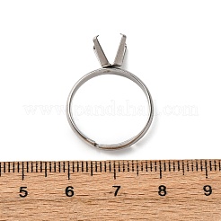304ステンレススチールカフリング部品  4つの爪のプロングリングのセッティング  トレイ：6x6mm  3mm  内径：17mm  爪先4本：7.5x7.5mm&nbsp;STAS-D372-01P-07