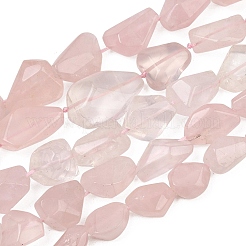 天然石ローズクォーツビーズ連売り  ナゲット  12~26x10~18x5~15mm  穴：1mm  約18~26個/連  16.14~16.54''（41~42センチメートル）&nbsp;GG-CBA3D9B-11