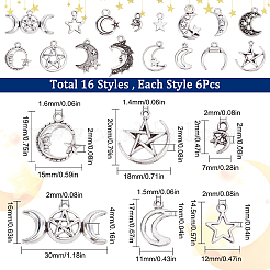 96Pcs 16 Style Tibetan Style Alloy Pendants&nbsp;FIND-SC0003-40