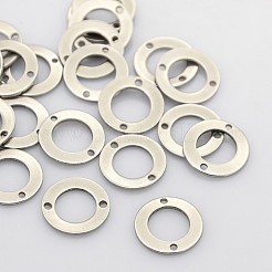 変色防止フラットラウンド304ステンレススチールリンクコネクター  ステンレス鋼色  13x1mm  穴：1mm&nbsp;STAS-N037-02