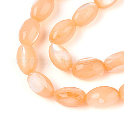 天然ニシキウズガイシェルビーズ連売り  染め  ライス  サドルブラウン  8.5~9x6mm  穴：0.8mm  約43~45個/連  15.16~15.94''（38.5~40.5cm）。&nbsp;SHEL-K006-19-01G